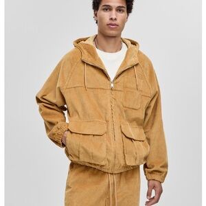 Tan Corduroy Bomber Jacket